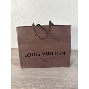 LOUIS VUITTON Brown Paper Black Shopping Bag 8.5” X 7” Small